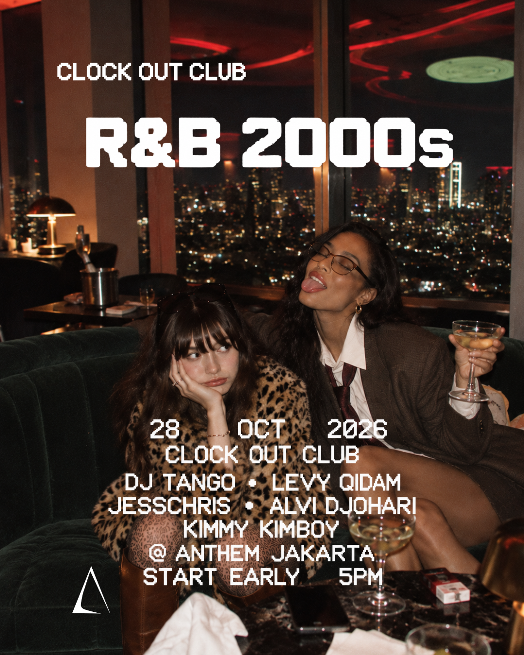 CLOCK OUT CLUB R&B 2000s poster — 28 October 2026 at ANTHEM Jakarta, doors open 5 PM